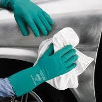 13” Green Nitri-Solve 717 Chemical Glove In Use